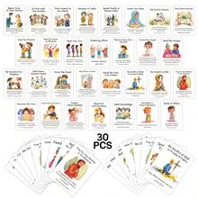 30pcs Islamic Manners Flashcards - Muslim Values Cards With Adorable Cartoon Illustrations - Learn Good Manners, Anger Control, Charity & Truthfulness, Eid Gift & Ramadan Activity - Multicolor - View 7