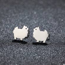 一对不锈钢小动物耳环，简约可爱的小绵羊耳环，适合女性佩戴。适合约会、派对、日常优雅佩戴。情人节、生日的理想礼物。 - GED484 - 查看 2