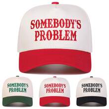 1pc Women's "Somebody's Problem" Trucker Hat, Personalized Embroidered Letter Baseball Cap, Streetwear Fashion 5-Panel Hat, Outdoor Sun Protection Casual Hat For Spring/Autumn Travel, Beach,Summer - Multicolor - View 1