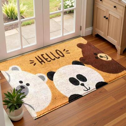 1 قطعة سجادة باب بطبعة نمط وحيوانات كيوت بنمط عتيق من مطاط TPR، سجادة حمام، سجادة مطبخ، سجادة غرفة الغسيل، ديكور عيد، ديكور منزلي، ديكور حفلة، ديكور زفاف، ديكور مائدة الطعام