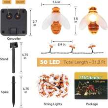 LED String Lights, 31.2ft Waterproof Outdoor Lights Birthday, Wedding & Garden Decor - 50-Light Little Bee - Xem 5