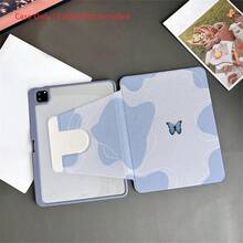 10.9"/10.2"/ Air 5th/Pro 11"/10.9" 2022/11" M3 2025/11" A16 2025 Tablet Case With Ombre Blue Wave & Butterfly Pattern, Rotating Stand, Shockproof, Minimalist Fresh Protective Cover With Pencil Slot - Multicolor - View 1