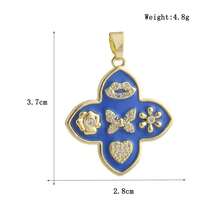 1pc Copper Micro-Inlaid Zirconia Personalized Hip-Hop Luxury Four-Leaf Clover Devil's Eye Pendant, Versatile DIY Bracelet Necklace Earring Accessory Handmade Charm - Multicolor - View 8