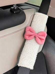 1/2个蝴蝶结毛绒汽车安全带肩垫，柔软舒适的安全带套 - A - 查看 18