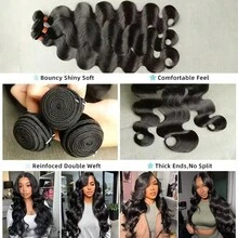 15A Human Hair Body Wave Bundles 10-32Inch Hair Extension Natural Black Color Human Hair Bundles For Women Bundles Natural Black Straight Human Hair Extensions - S4/27 - 查看 8