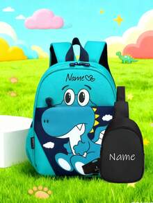 1 buah Tas Ransel Mini untuk Kembali ke Sekolah yang Dapat Disesuaikan, Kasual, Serbaguna, Motif Kartun Dinosaurus Lucu. Dihiasi dengan Pola Hati, Dapat Dibawa dengan Tangan, Tali Bahu yang Dapat Diatur, dan Resleting, Terbuat dari Bahan Nilon. Sempurna untuk Penggunaan Sehari-hari, Belanja, dan Bepergian. Pilihan Hadiah Ulang Tahun atau Hadiah Natal. - MultiWarna - View 2