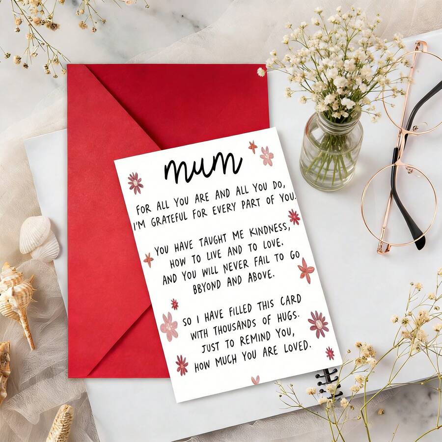 1 pieza Tarjeta de cumpleaños diseñada para mamá, viene con sobre rojo, expresando gratitud y amor. Este es el mejor regalo para la familia y el cumpleaños de mamá, adecuado para cumpleaños, Acción de Gracias, Día de la Madre, aniversario y el regalo perfecto para el Día de la Madre, tarjeta de agradecimiento, mi pedido, regalo para mamá - Multicolor - Ver 1