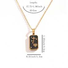 1 件极简时尚 304 不锈钢油滴塔罗牌吊坠项链毛衣链 - 百搭复古女士配饰 - 金色 - 查看 2