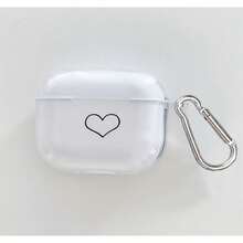 Funda protectora compatible con Apple con diseño de corazón de línea negra, cubierta anti-arañazos y anti-caídas - transparente - Ver 8