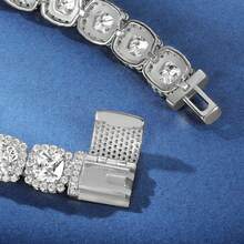 MDFUN 14K白金镀层锆石奢华网球手链 CZ 时尚珠宝 生日、周年纪念礼物 - 白色 - 查看 4