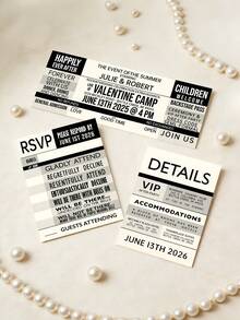 1 Thiệp Mời Cưới Cá Nhân Hóa, Tùy Chỉnh Văn Bản, Thư Pháp, Thiệp Mời Độc Đáo, Phong Bì, Thiệp Mời Cưới/Tiệc Tụng, Thiết Kế Vé Biểu Diễn/Buổi Hòa Nhạc, Màu Đen Và Trắng Ngà Cá Nhân Hóa, Thiệp Mời Cưới/Tiệc Tụng, Thiết Kế Vé Biểu Diễn/Buổi Hòa Nhạc - Nhiều màu - Xem 4