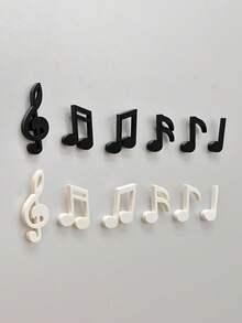 1 Set Black And White Music Theme Note Piano Fridge Magnets, Can Attach Notes And Memos; Classic Black And White Color Scheme With Piano Note Elements, Creative And Stylish, Easily Decorate Your Refrigerator And Enhance Home Decor - Magnetic Sticker - View 10
