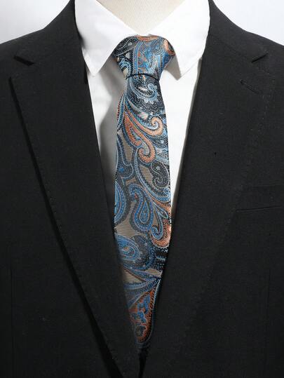 1pc Fashionable Paisley Pattern Necktie For Men, Versatile For Casual, Commute, Party, Banquet, Street Matching