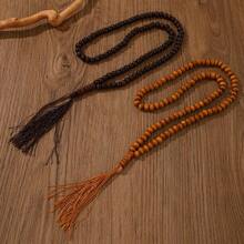 1 Set de Pulsera de Cuentas de Madera Multicapa Exagerada Hecha a Mano, Diseño Minimalista - Café negro - Ver 6