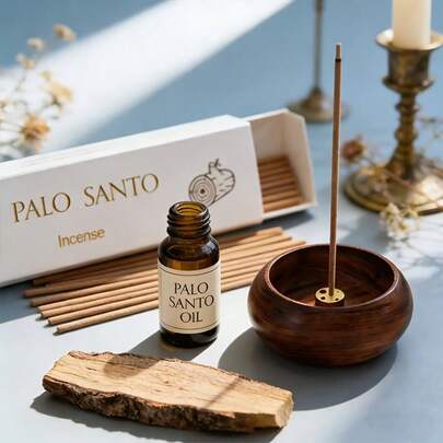 约35支/盒，秘鲁圣木精油浸泡香薰棒，0.3厘米厚，木质香调，适用于瑜伽、冥想、水疗、熏香，净化负能量