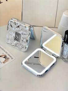 250mAh wiederaufladbarer LED faltbarer Schminkspiegel, tragbarer quadratischer beleuchteter Schminktisch-Spiegel, geeignet für Schminktisch, Badezimmer, Reisen und Handtasche, perfekter tragbarer Schminkspiegel für Damen, Teenager-Mädchen und Make-up-Liebhaber, auch ein tolles Geschenk zum Valentinstag und Geburtstag - Verschiedenfarbig - Übersicht 6