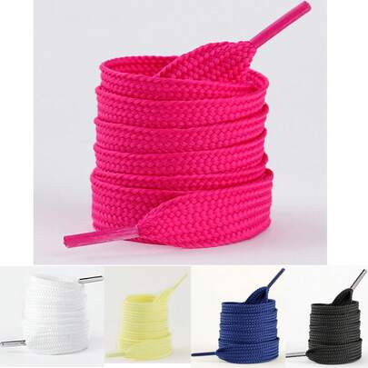 1 đôi dây giày buộc phẳng thông thường, rộng 0,79 inch, chất liệu polyester và siêu co giãn, màu trơn, nhẹ, có thể giặt, phù hợp cho sử dụng hàng ngày, dài 130cm (khoảng 51 inch), hàng mới.