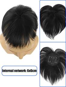 Men's Short Top Hair Wig, Used To Cover Gray Hair And Hair Loss Conceals Gray Hair And Bald Spots, Breathable Hairpiece - Black - View 10