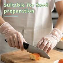 4/20/50/100 双装一次性乙烯基手套，透明PVC材质，不含乳胶和粉末，防水防油，柔软，适用于食品处理、日常清洁、客厅、厨房等场所。[无包装盒] - 半透白 - 查看 6