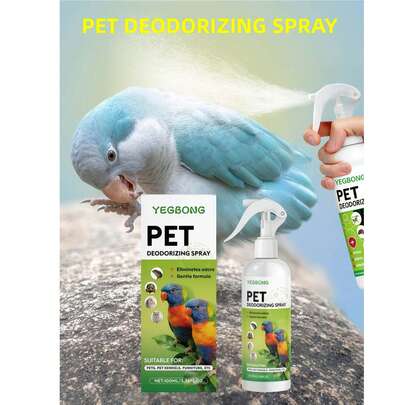 YEGBONG 100毫升宠物除臭喷雾，鹦鹉笼清洁喷雾，温和配方，适用于宠物和家居，清新异味