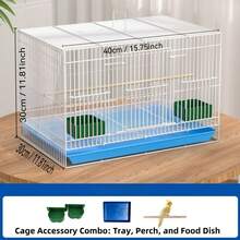 Jaula plegable de metal para pájaros con bandeja, comedero, y percha - Diseño compacto para uso en interiores, apto para palomas, loros, pinzones y otros pájaros pequeños, con diseño soldado anti-escape, conveniente para la cría y la limpieza, ahorra espacio - Multicolor - Ver 12