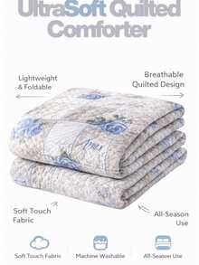 100% Cotton Quilt Bedspread – Lightweight Multi-Purpose Coverlet – All Season – Made In Turkey - Multicolor - View 3