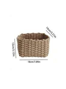 1pc Handmade Thick Rope White Woven Cosmetic Storage Box, Can Organize Makeup Brushes And Skincare Products, Suitable For Vacation, Beach, Bathroom, Bedroom, Large Capacity,Makeup Bag,Travel Essential - Multicolor - View 11