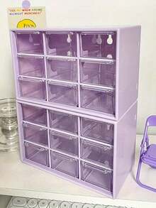 Transparent Plastic Desktop Drawer Storage Box, Large Capacity Multi-Function Storage Rack, Suitable For Desk Or Wall-Mounted, Portable Jewelry Stand, Office Supplies, Cosmetics, Bathroom Accessories, Travel Essentials - Multicolor - View 6