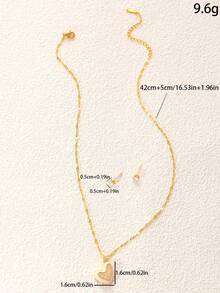 1 Set de collar y aretes con corazón de cobre y circonita esmaltada, opción de regalo elegante para ir al trabajo y citas - DM06701 - Ver 7