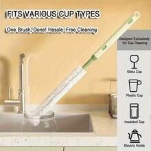 1个可伸缩软杯刷，多功能可伸缩杯子清洁工具，360度硬毛长臂旋转清洁器，适用于清洁茶杯、奶瓶、榨汁机和豆浆机 - 杯刷 - 查看 6