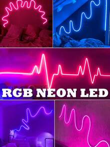 RGB Neon Light Strip, Flexible Silicone Neon Lights, Color Changing, USB Powered With Remote Control, Suitable For Bedroom, Living Room, Kitchen And Christmas Decoration - 多色 - 查看 2