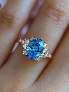 1 chiếc nhẫn đá Cubic Zirconia tuyệt đẹp dành cho nữ, thích hợp làm quà tặng Ngày Valentine, đám cưới, kỷ niệm hoặc trang sức dự tiệc. - 2 # - Xem 3