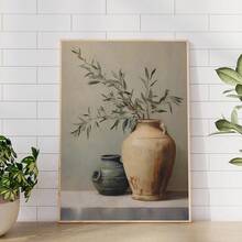 1 Stück gerahmte Leinwandkunst, Olivenbaum und Vintage Vase Leinwanddruck, moderne Wanddekoration, geeignet für Wohnzimmer, Schlafzimmer, Büro, Nahost-Heimdekoration, Raumdekoration Ästhetik, Retro-Bauernhaus-Stil dekorativer Poster, Frühlingsdekoration - Olivenbaum - Übersicht 9