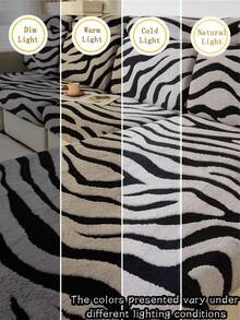 1 件柔软毛绒布艺防宠物沙发座套，斑马纹，多色，厚植绒提花斑马纹设计，适用于沙发座套/靠背套，秋冬 - 彩色 - 查看 5