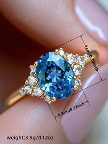 1 chiếc nhẫn đá Cubic Zirconia tuyệt đẹp dành cho nữ, thích hợp làm quà tặng Ngày Valentine, đám cưới, kỷ niệm hoặc trang sức dự tiệc. - 2 # - Xem 5