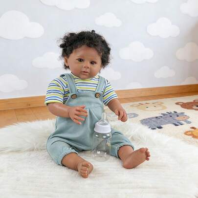 50cm Realistic Curly Hair Reborn Doll,Soft Cloth Body, Cute Clothing The Perfect Collectible Gift For Dolls Enthusiasts