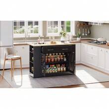 Mobile Storage Islands - Black+Natural + MDF + Kitchen - View 11