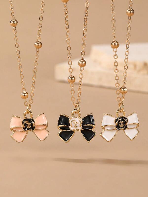 3 قطع طقم قلادة بشكل فراشة وزهرة، مناسبة للاستخدام اليومي والمناسبات والعطلات والحفلات، إكسسوارات للنساء