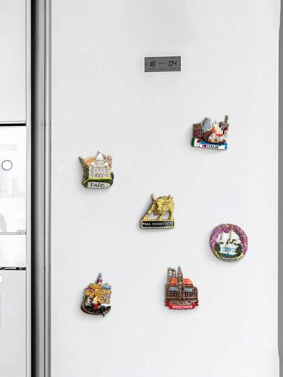 1pc 3D Fridge Magnet Sticker, Magnetic Decorative Souvenir Magnet Of Countries And Cities Around The World
