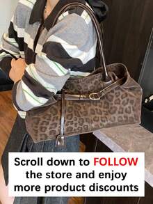 Artificial Leather Leopard Pattern Handbag, Fashionable Multi Functional Exquisite Retro Shoulder Bag, Suitable For Commuting And Shopping. - Multicolor - View 3