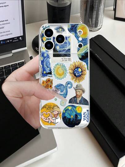 Van Gogh Starry Night Sunflower Art Painting Collage Transparent Phone CaseCombined With Transparent Material, Hot Selling Creative Design, Fun And Personalized Mobile Phone Case Compatible With For IPhone17/17Pro/17Pro Max,16,15,14,13, 12, 11 Plus/Pro Max And Galaxy S21/22/23/24/25/ULTRA/PLUS/FE,Gift For Easter Day, Christmas Halloween Decoration/Gift For Birthday, Girlfriend, Boyfriend, Friend Or Yourself.