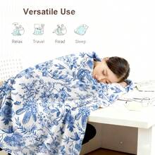 蓝白瓷花法兰绒毯——舒适时尚，沙发床两用 - 彩色 - 查看 7