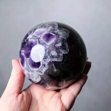 1pc Natural Amethyst Crystal Ball, Suitable For Home & Office Decor, Desk Ornament, Gift For Family & Friends - Purple - View 7