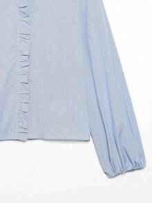 Striped Collar Casual Shirt, Spring/Summer - Blue and White - View 5