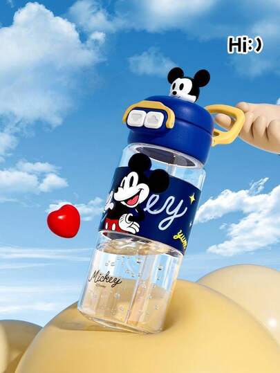  1pc 600ml Disney Straw Water Bottle, Cute Cartoon Dedicated Water Pitcher, Unisex Drinking Cup, Sports Water Bottle Large Capacity With Straw, Portable Anti-Drop Water Bottle, Suitable For All Seasons