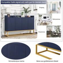 Buffet minimaliste moderne à 4 portes sans poignées, idéal pour salle à manger, salon ou cuisine (bleu marine). - Bleu marine - Voir 6