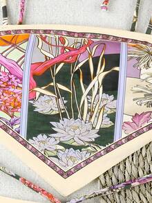 新款波西米亚风白色碎花系带比基尼，休闲性感优雅泳衣，饰以鲜艳的碎花图案和撞色滚边，适合海滩、度假、派对等场合。 - 彩色 - 查看 4