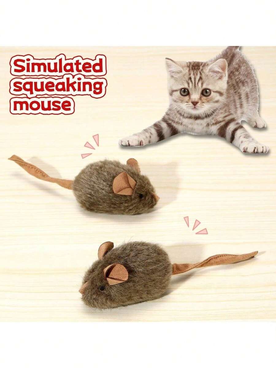 逼真喵叫老鼠猫玩具，非电动毛绒小老鼠，宠物自娱自乐玩具，缓解无聊，新款猫草老鼠玩具，幼犬，猫咪，宠物，狗狗礼物，快乐小狗