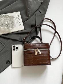 New Retro Niche Minimalist Casual Chic Small Square Shoulder Crossbody Bag - Coffee - View 7