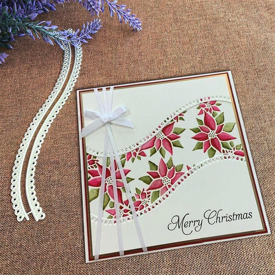 Creative Lace Dies, DIY Scrapbooking Album And Embossing Stencil, Greeting Card Making Tool, Card Paper Cutting Crafts ,Gift Card Making Template Die Cuts. - Silver - View 1